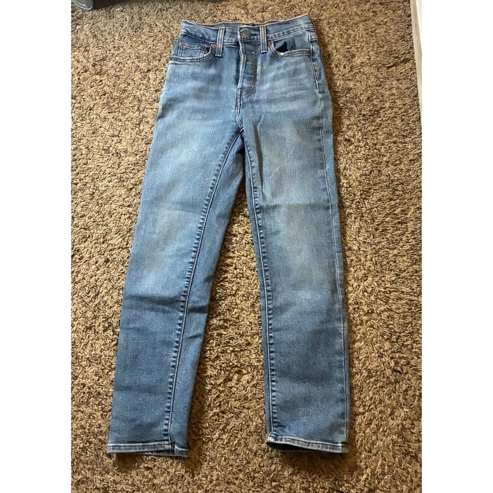Levis Wedgie Straight Jeans Womens 24 Blue High Rise Denim Button Fly 34964-0010